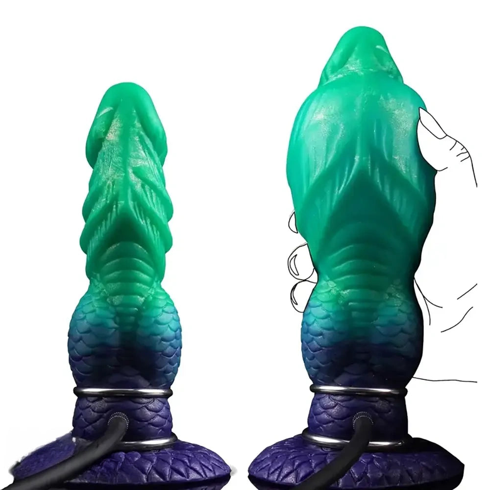 7.56in Silicone Inflatable Fantasy Monster Knots Washable Dildo