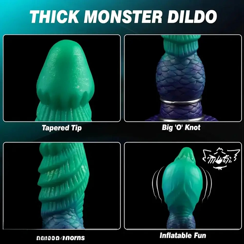 7.56in Silicone Inflatable Fantasy Monster Knots Washable Dildo