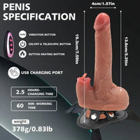 7.59in Automatic Vibrating Telescopic Heating Automatic Strap on Dildo