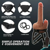 7.59in Automatic Vibrating Telescopic Heating Automatic Strap on Dildo