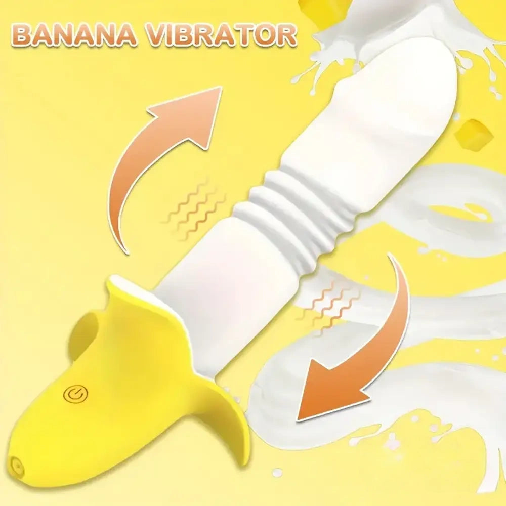 7.59in Banana Thrusting Vibrating Silicone Soft Dildo For Prostate Vagina