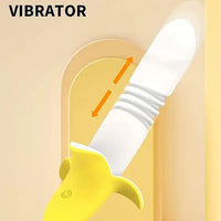 7.59in Banana Thrusting Vibrating Silicone Soft Dildo For Prostate Vagina