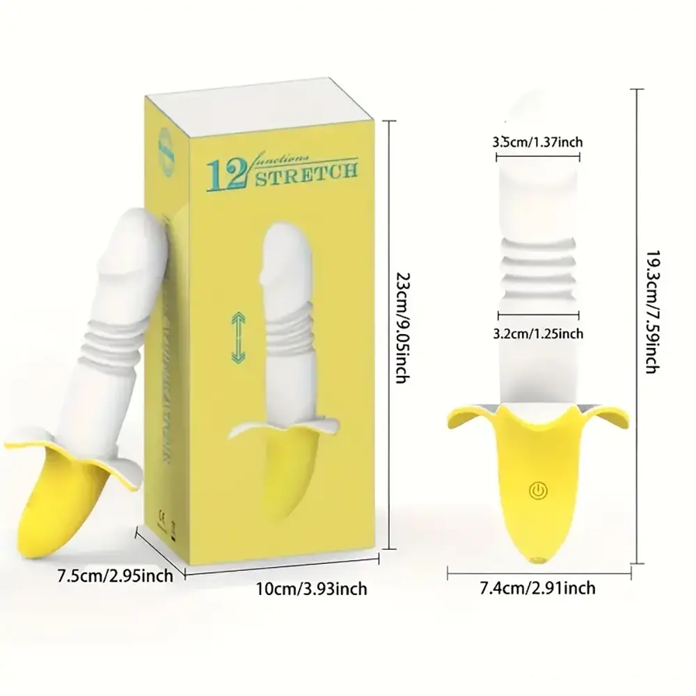 7.59in Banana Thrusting Vibrating Silicone Soft Dildo For Prostate Vagina
