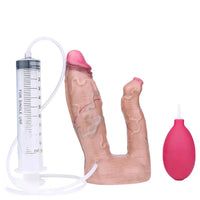 7.59in Double Density Silicone Soft Ejaculating Dual Ended Lifelike Dildo
