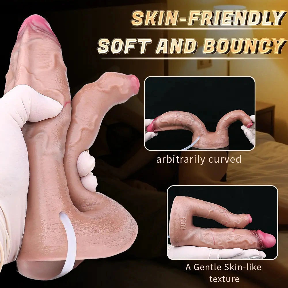 7.59in Double Density Silicone Soft Ejaculating Dual Ended Lifelike Dildo