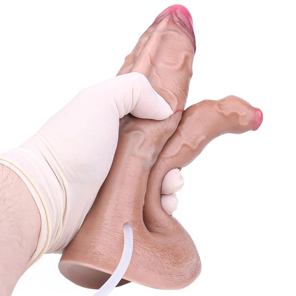 7.59in Double Density Silicone Soft Ejaculating Dual Ended Lifelike Dildo