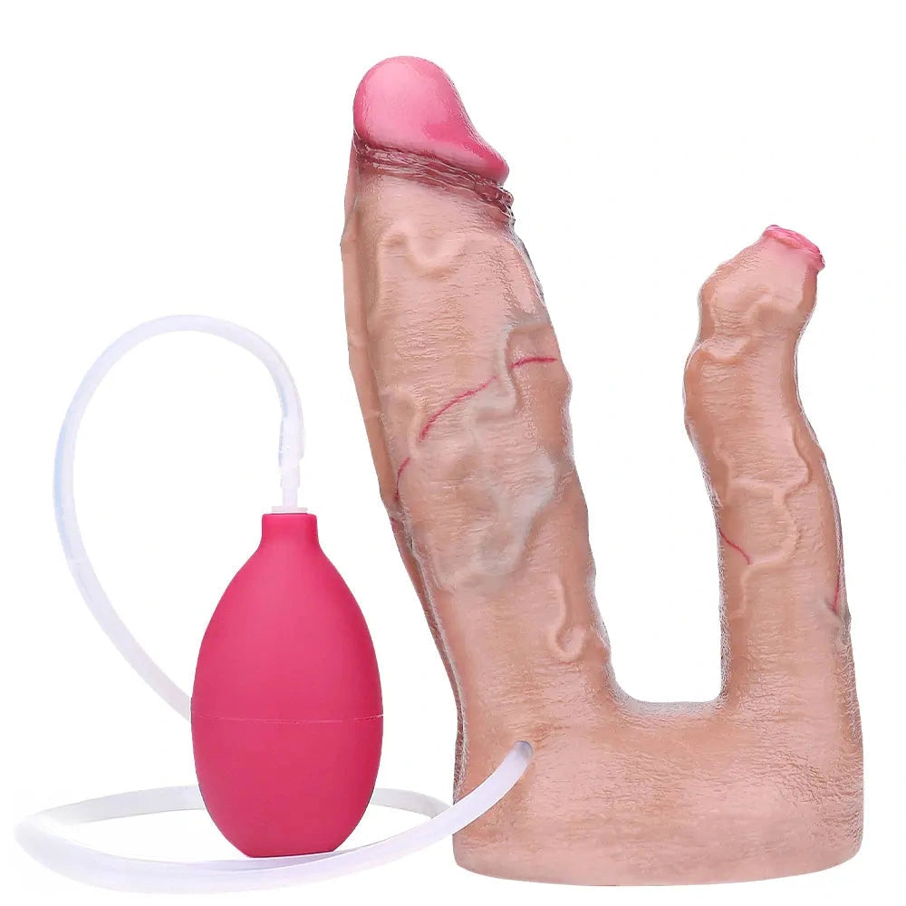 7.59in Double Density Silicone Soft Ejaculating Dual Ended Lifelike Dildo