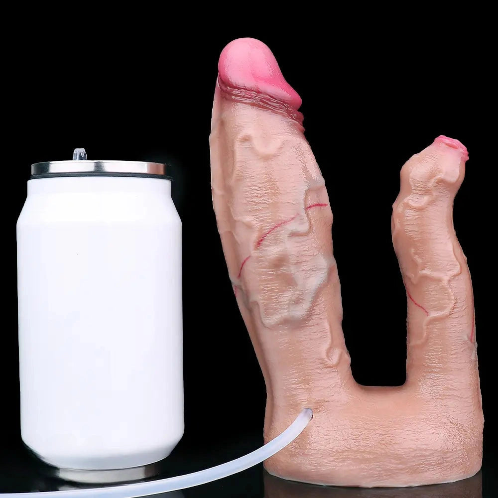 7.59in Double Density Silicone Soft Ejaculating Dual Ended Lifelike Dildo