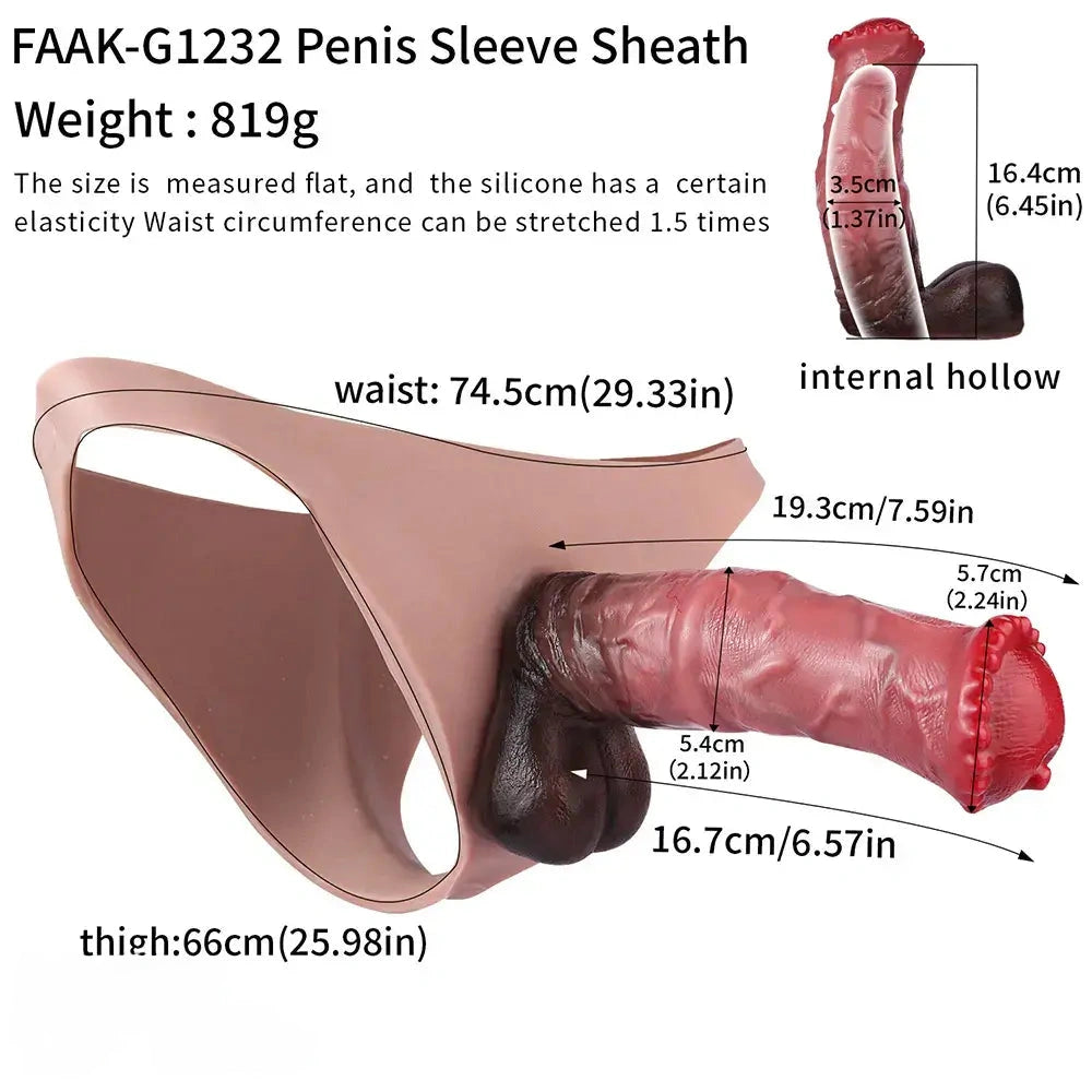 7.59in Horse Cock Strap on Dildo Panty High Elastic Wearable Dildos Panties