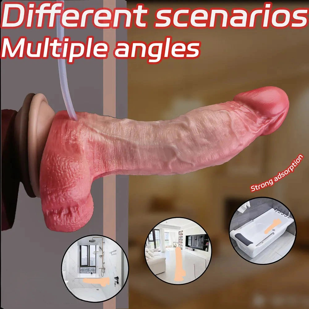 7.59in Liquid Silicone Double Layer Realistic Ejaculating Dildo For Sex Love