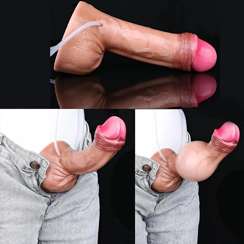 7.59in Skin-Friendly Liquid Silicone Inflatable Spraying Dildo Sex Toy