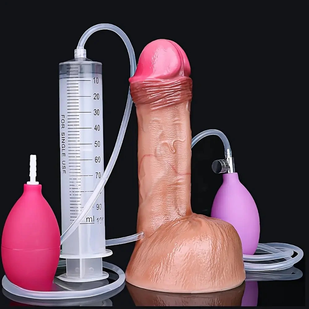 7.59in Skin-Friendly Liquid Silicone Inflatable Spraying Dildo Sex Toy