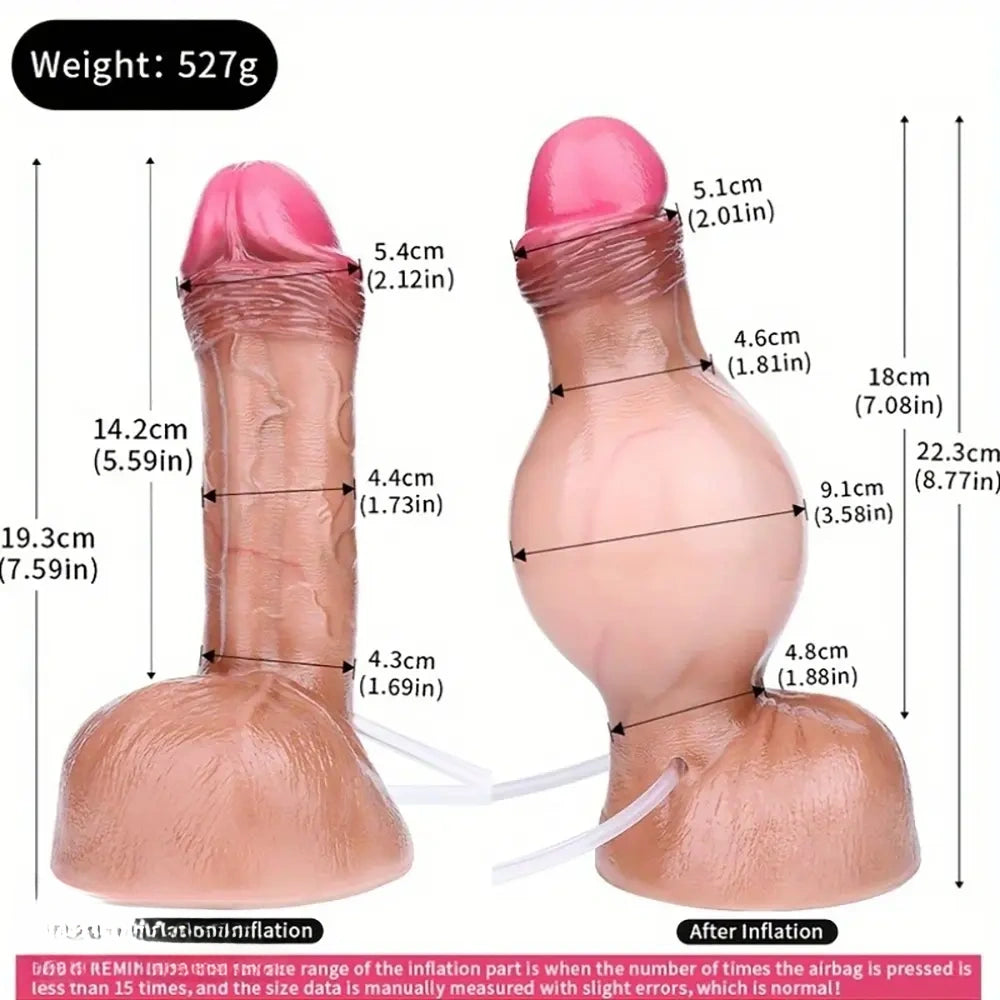 7.59in Skin-Friendly Liquid Silicone Inflatable Spraying Dildo Sex Toy