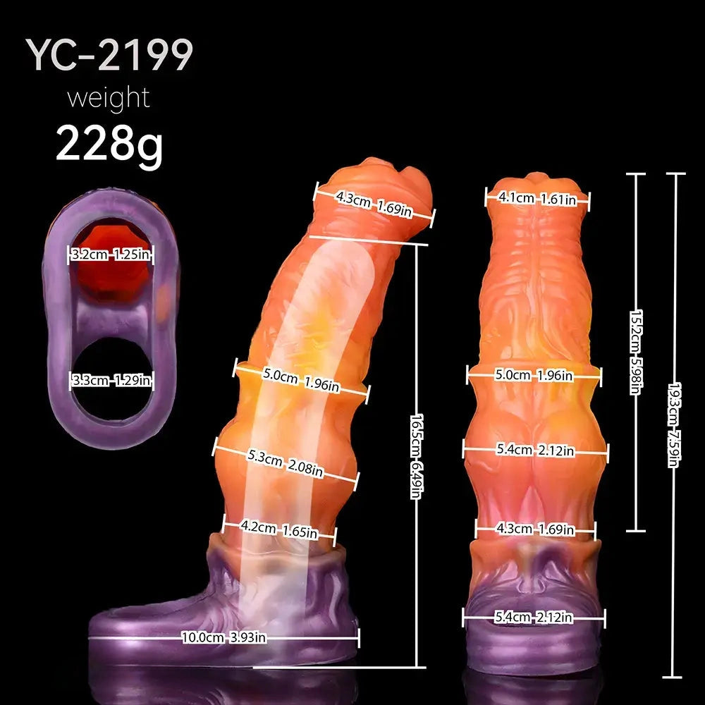 7.59in Warhorse Cock Fire Vein Gradient Tone Cock Dildo Sleeve For Male