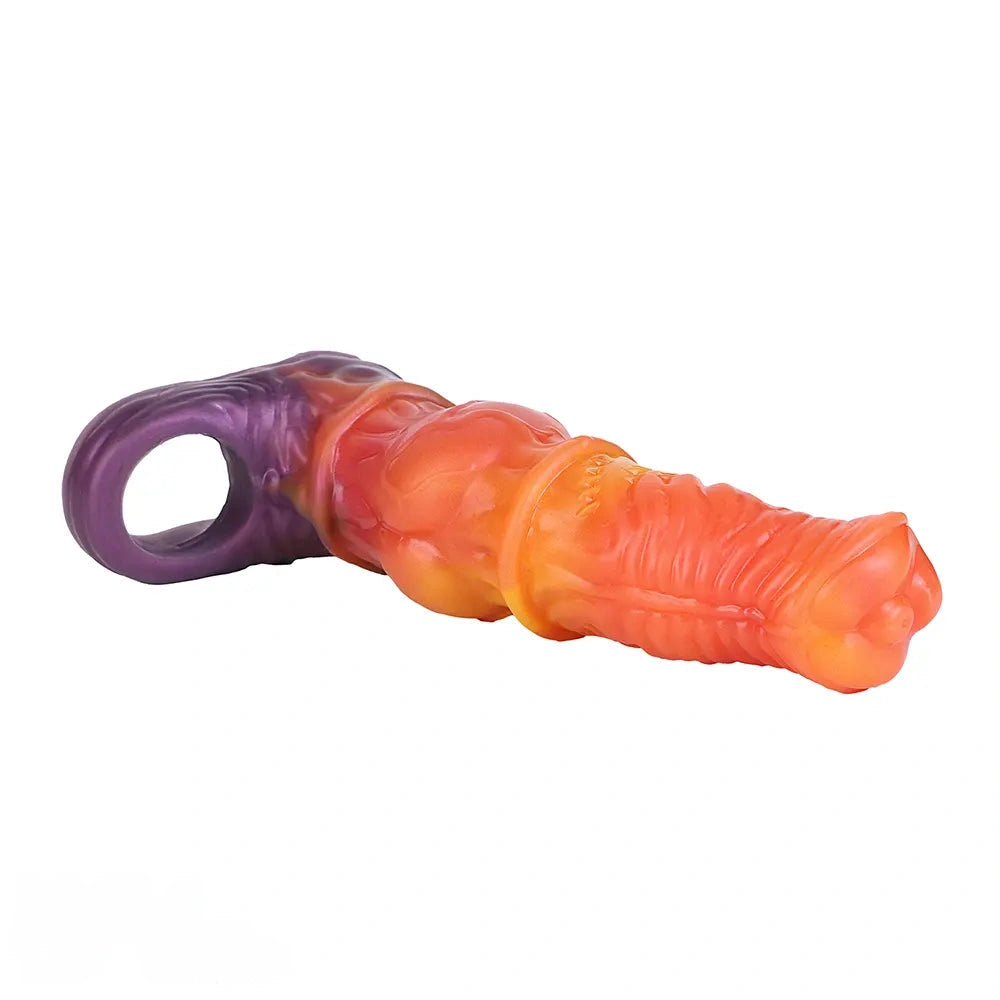 7.59in Warhorse Cock Fire Vein Gradient Tone Cock Dildo Sleeve For Male