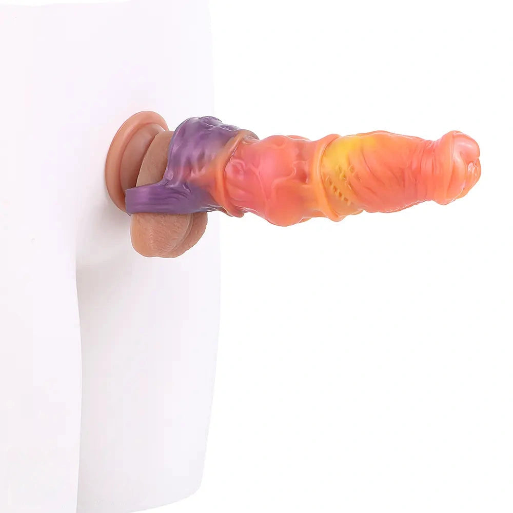 7.59in Warhorse Cock Fire Vein Gradient Tone Cock Dildo Sleeve For Male