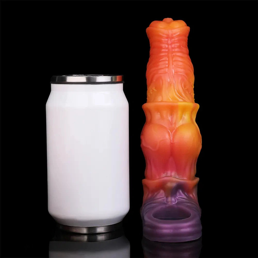 7.59in Warhorse Cock Fire Vein Gradient Tone Cock Dildo Sleeve For Male