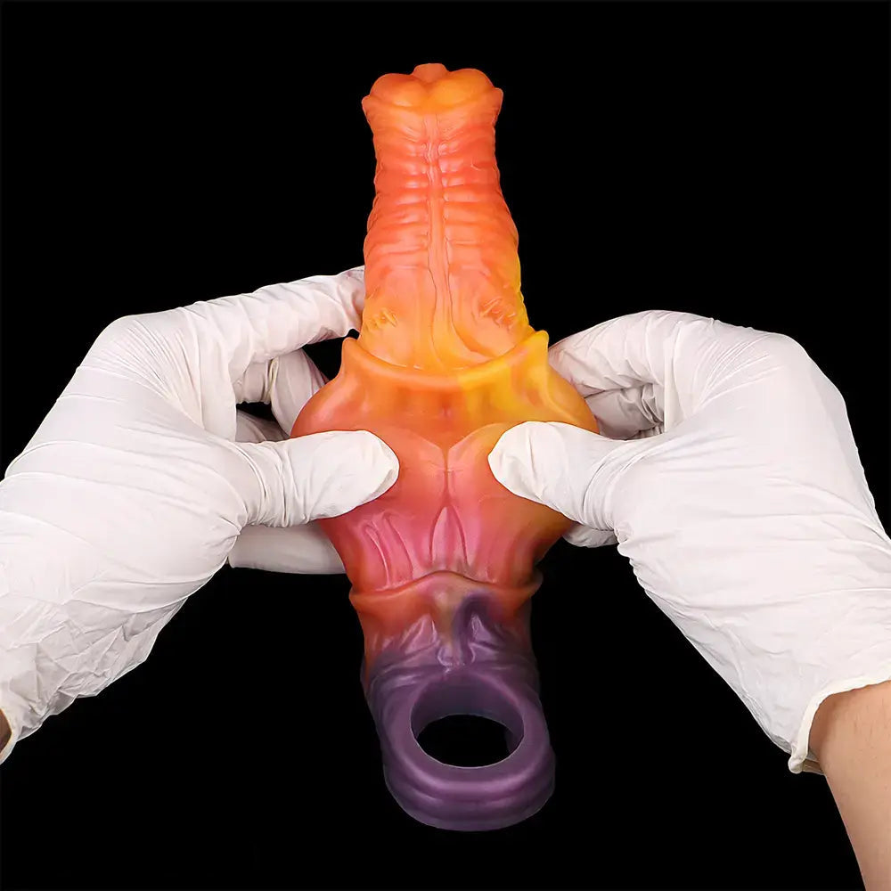 7.59in Warhorse Cock Fire Vein Gradient Tone Cock Dildo Sleeve For Male