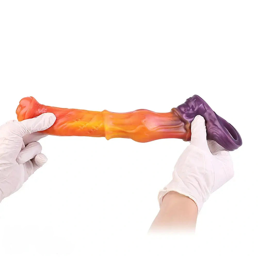 7.59in Warhorse Cock Fire Vein Gradient Tone Cock Dildo Sleeve For Male