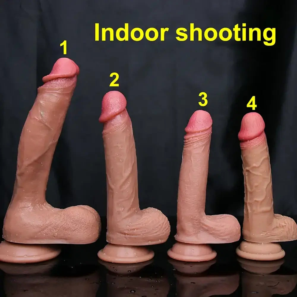 7.5in 8.46in 9.84in Lifelike Double Layer Silicone Dildo Anal Sex Toy