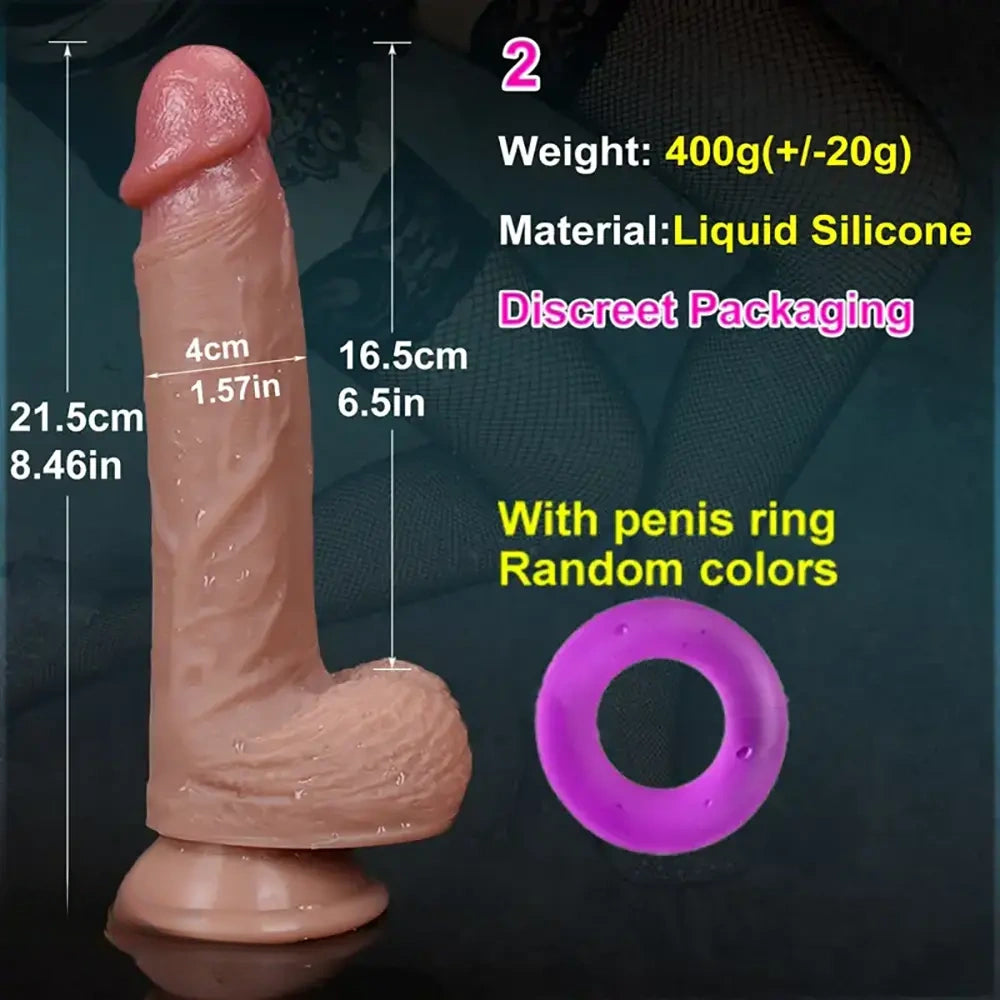 7.5in 8.46in 9.84in Lifelike Double Layer Silicone Dildo Anal Sex Toy