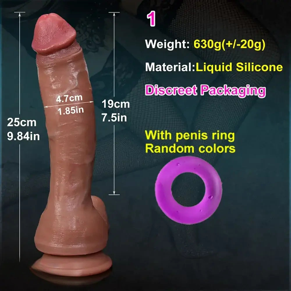 7.5in 8.46in 9.84in Lifelike Double Layer Silicone Dildo Anal Sex Toy