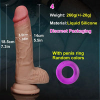 7.5in 8.46in 9.84in Lifelike Double Layer Silicone Dildo Anal Sex Toy