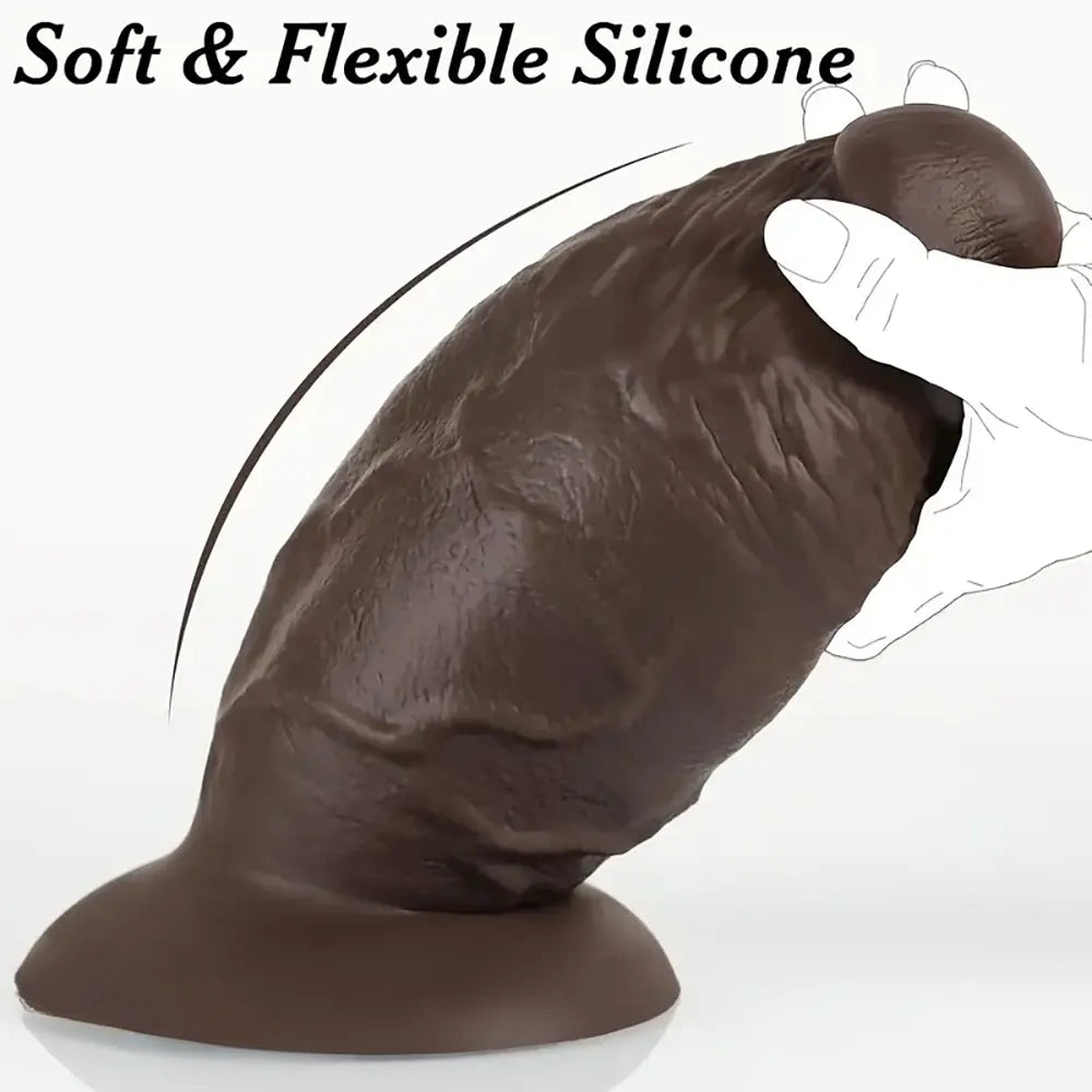 7.5in 8.5in Extra Thick Big Ebony Silicone Soft Dildo For Enhanced Pleasure