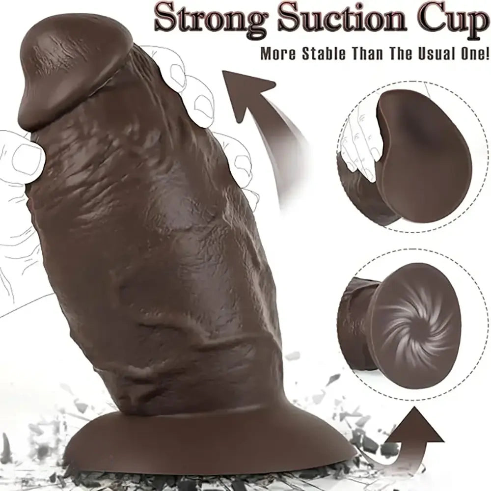 7.5in 8.5in Extra Thick Big Ebony Silicone Soft Dildo For Enhanced Pleasure