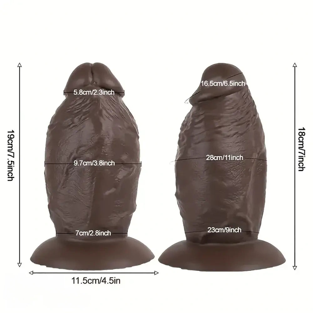 7.5in 8.5in Extra Thick Big Ebony Silicone Soft Dildo For Enhanced Pleasure