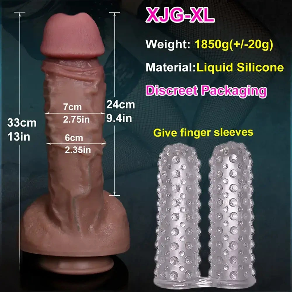 7.5in 8.6in 9.8in 13in Huge Soft Realistic Veins Double Layer Dildo