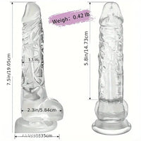 7.5in Clear Realistic Suction Cup Anal Dildo For G-spot Prostate Play