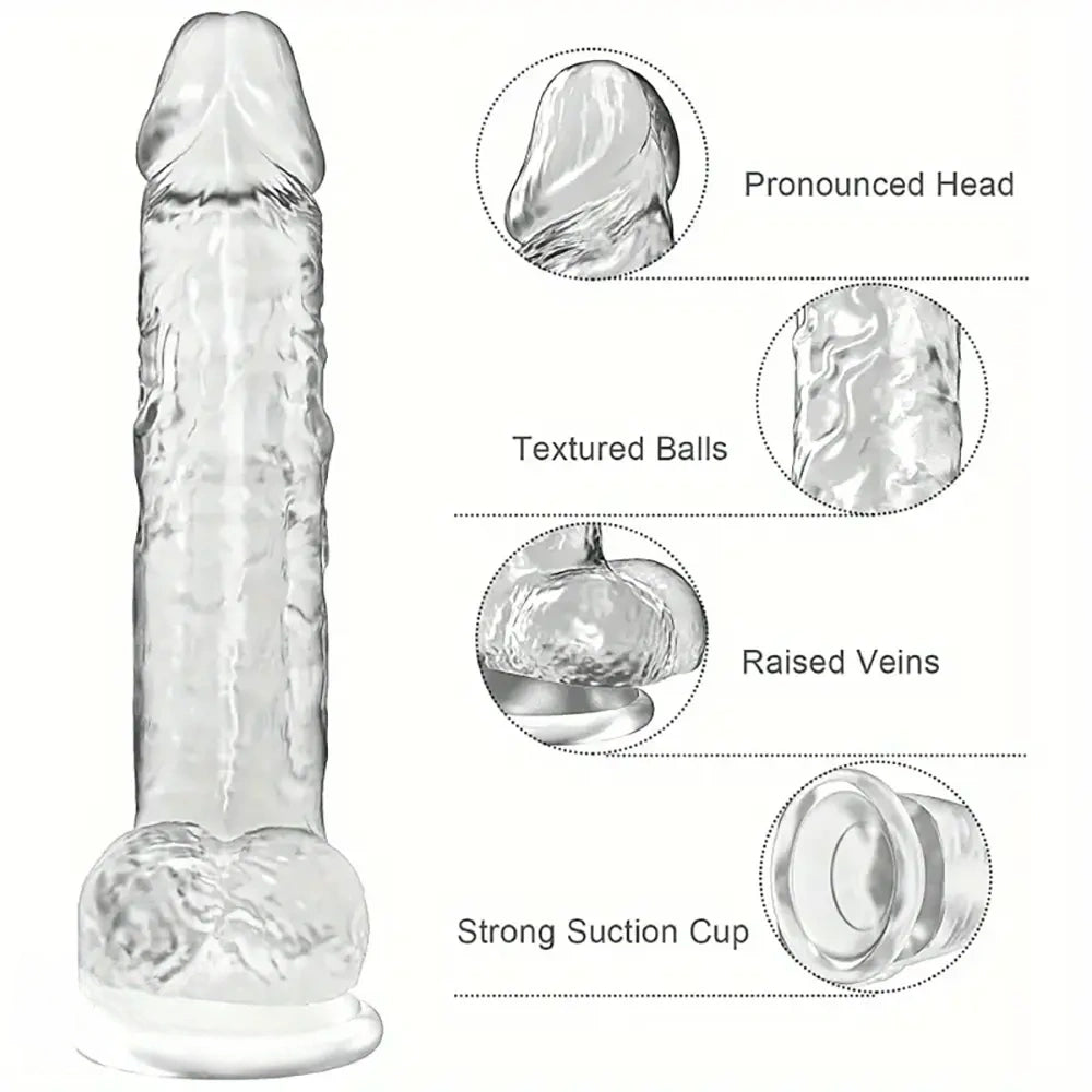 7.5in Clear Realistic Suction Cup Anal Dildo For G-spot Prostate Play