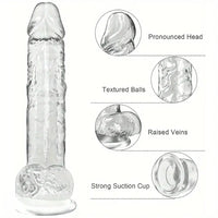 7.5in Clear Realistic Suction Cup Anal Dildo For G-spot Prostate Play