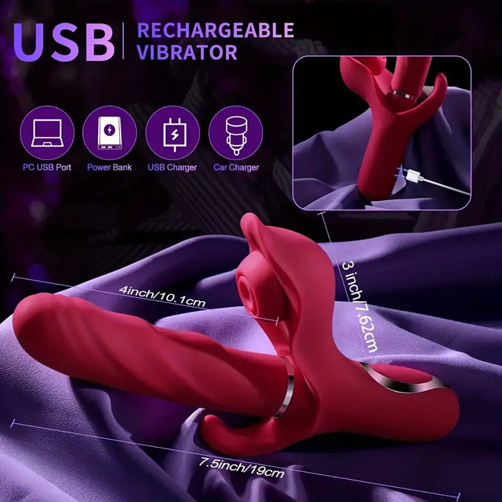 7.5in Multiple Modes Thrusting Flapping Vibrating Silicone Automatic Dildo