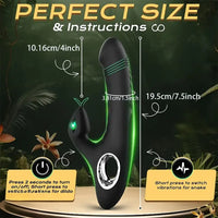 7.5in Snake Vibrating Silicone Soft Automatic Black Dildo For Anal Play