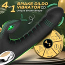 7.5in Snake Vibrating Silicone Soft Automatic Black Dildo For Anal Play
