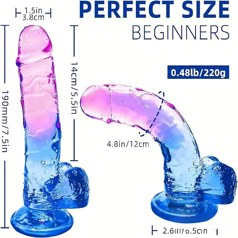 7.5in Soft TPE Clear Real Dildo For Women G Spot Sex Stimulator