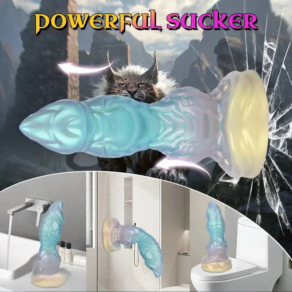 7.63in 8.89in 10.55in Flexible Silicone Realistic Textured Monster Anal Dildo