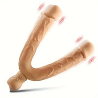 7.63in Double Heads Vibrating Silicone Soft Auto Dildo With Rose Base