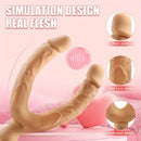 7.63in Double Heads Vibrating Silicone Soft Auto Dildo With Rose Base