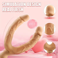 7.63in Double Heads Vibrating Silicone Soft Auto Dildo With Rose Base
