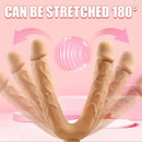 7.63in Double Heads Vibrating Silicone Soft Auto Dildo With Rose Base