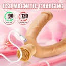 7.63in Double Heads Vibrating Silicone Soft Auto Dildo With Rose Base