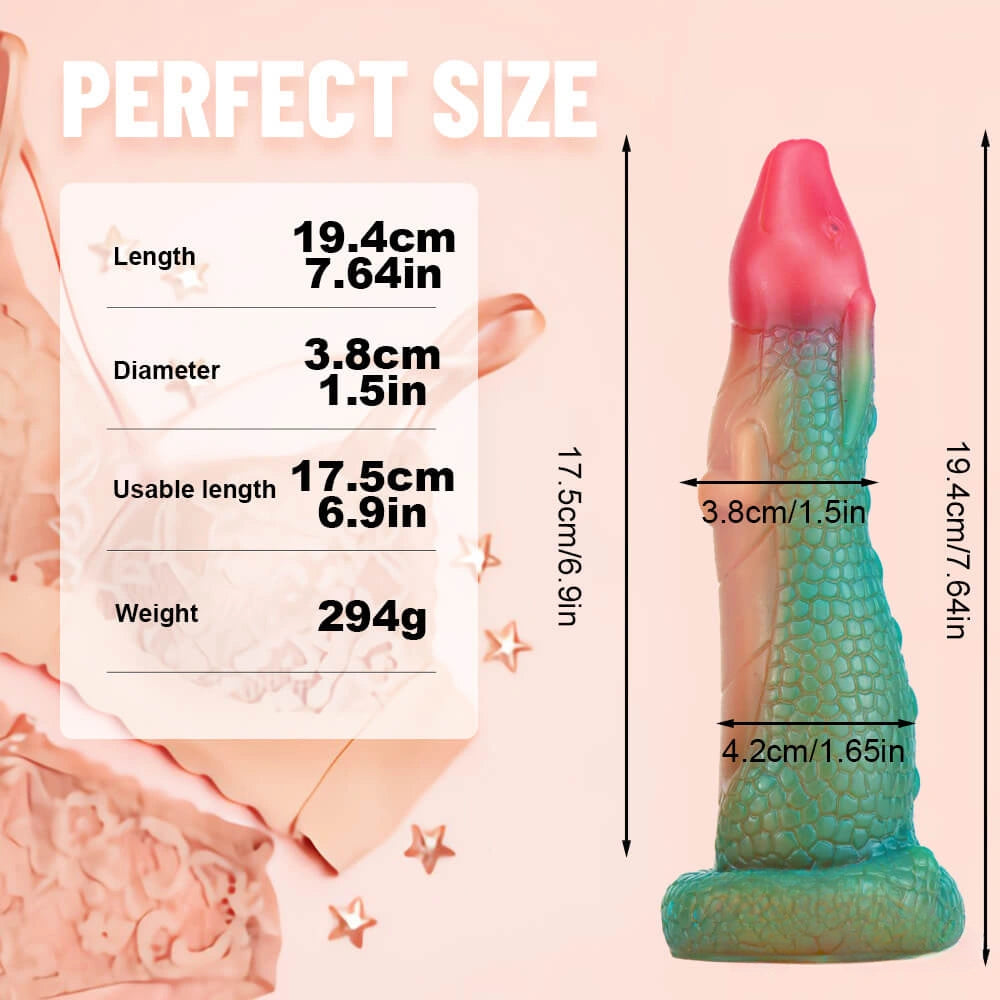 7.64in Dragon Makeup Ombre Soft Realistic Animal Dildo Sex Toy