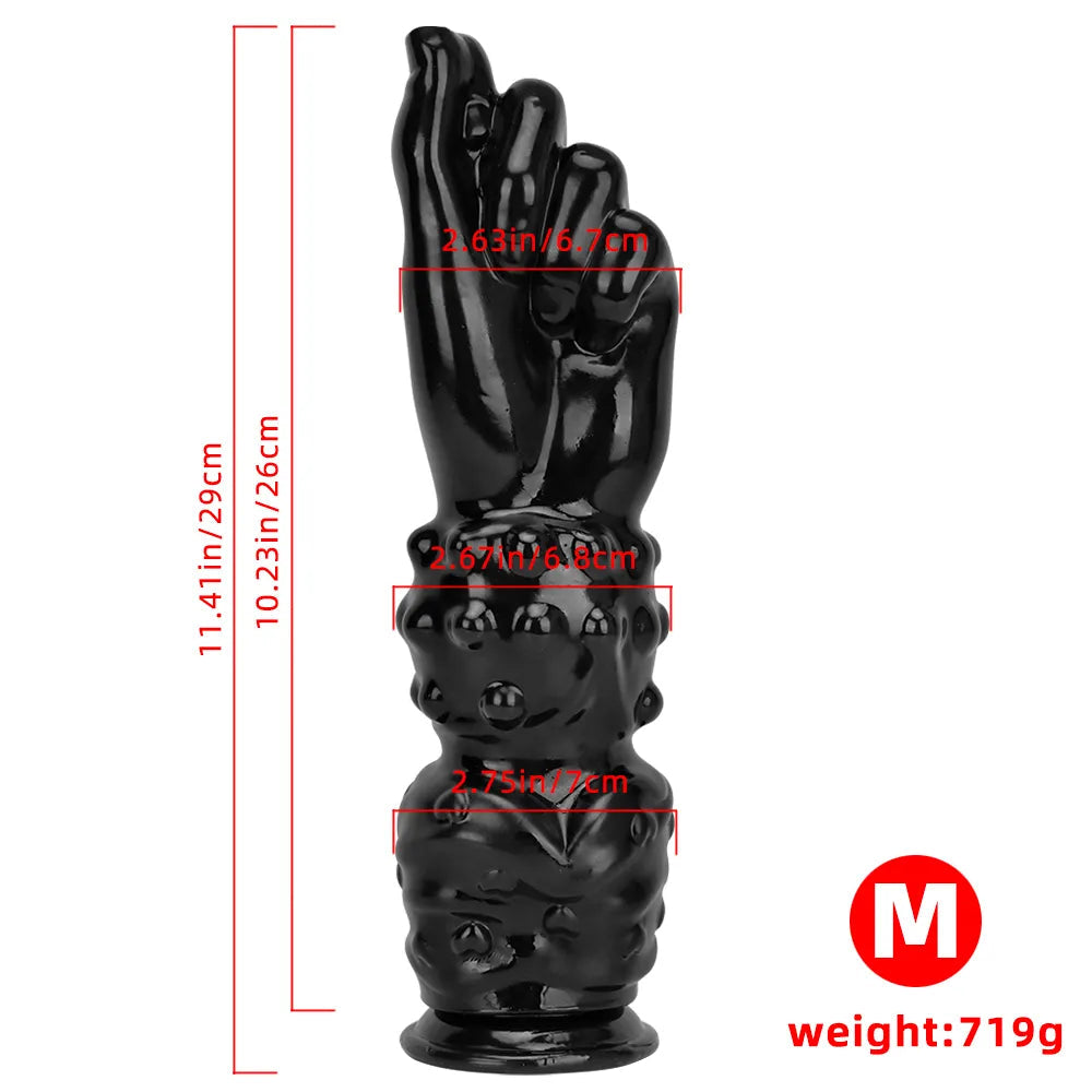 7.67in 11.41in 14in Large Thick Black Hands Fist Dildo For Anal Sex