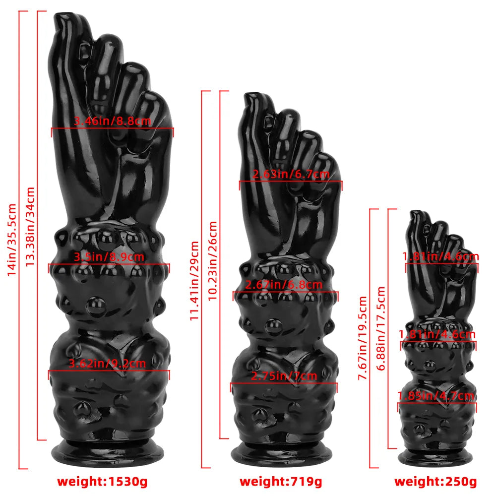 7.67in 11.41in 14in Large Thick Black Hands Fist Dildo For Anal Sex