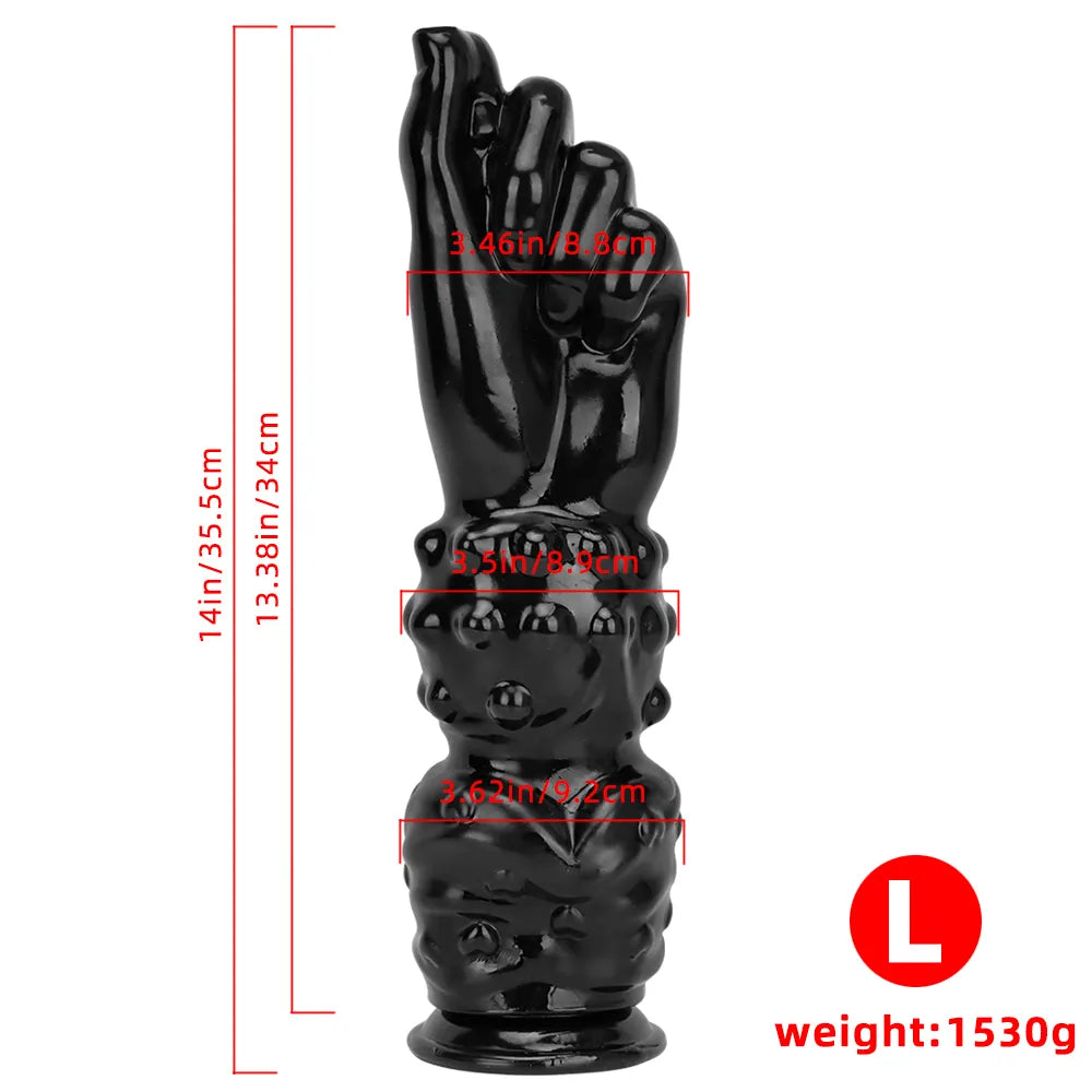 7.67in 11.41in 14in Large Thick Black Hands Fist Dildo For Anal Sex