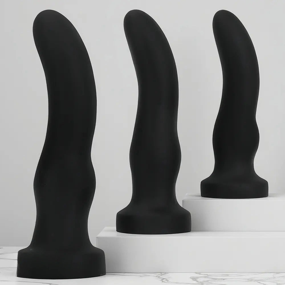 7.67in 9.25in 11.22in Black Silicone Anal Plug Dildo For Couples Men