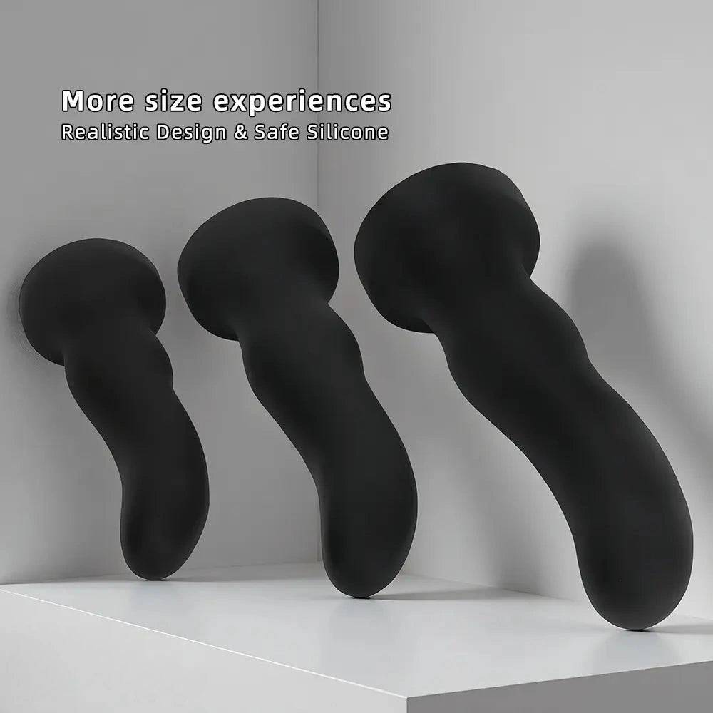7.67in 9.25in 11.22in Black Silicone Anal Plug Dildo For Couples Men